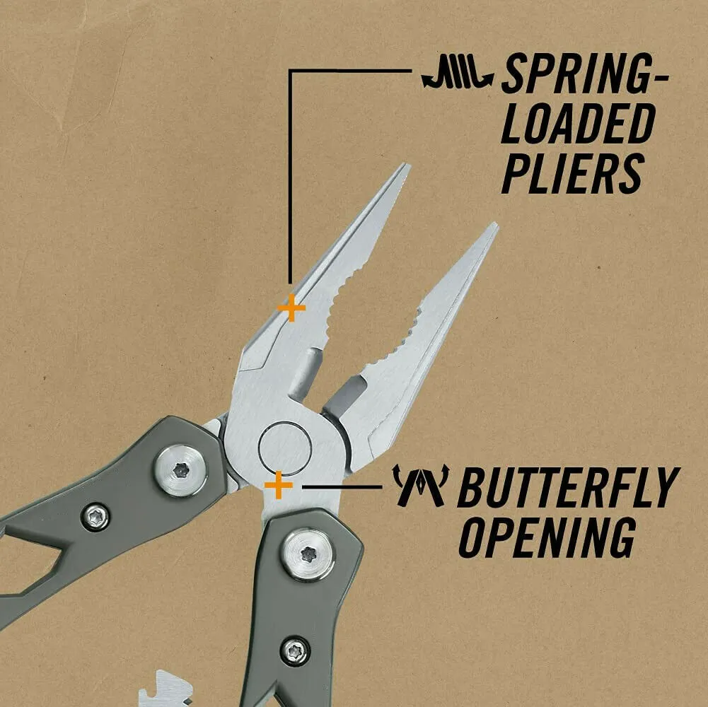 14 in 1 Portable Multitool with Spring-Action Pliers Scissors Knife EDC Keychain