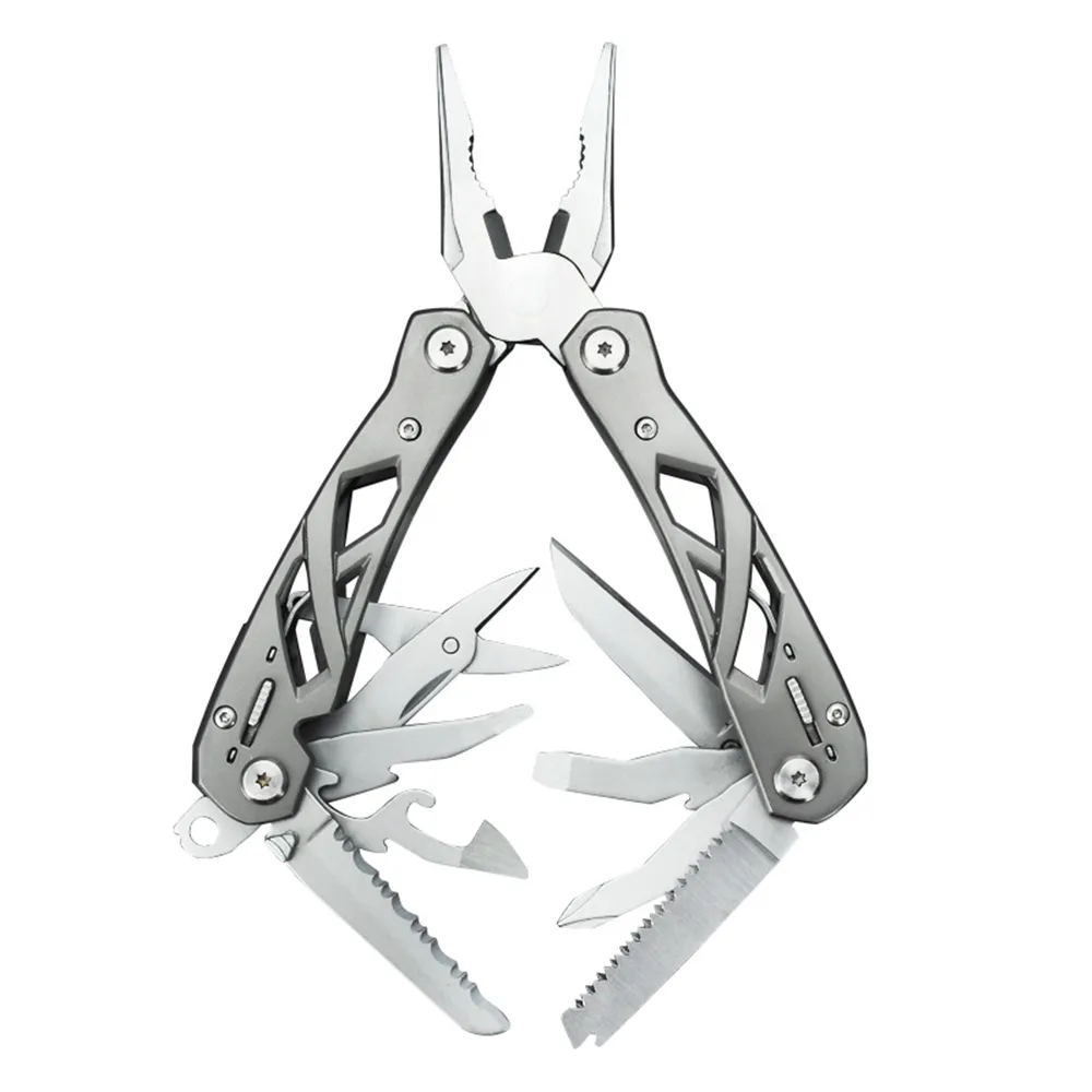 14 in 1 Portable Multitool with Spring-Action Pliers Scissors Knife EDC Keychain