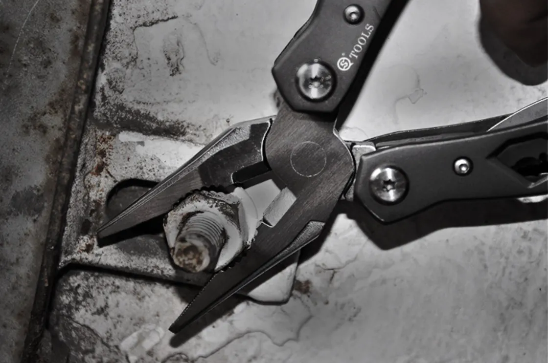 14 in 1 Portable Multitool with Spring-Action Pliers Scissors Knife EDC Keychain