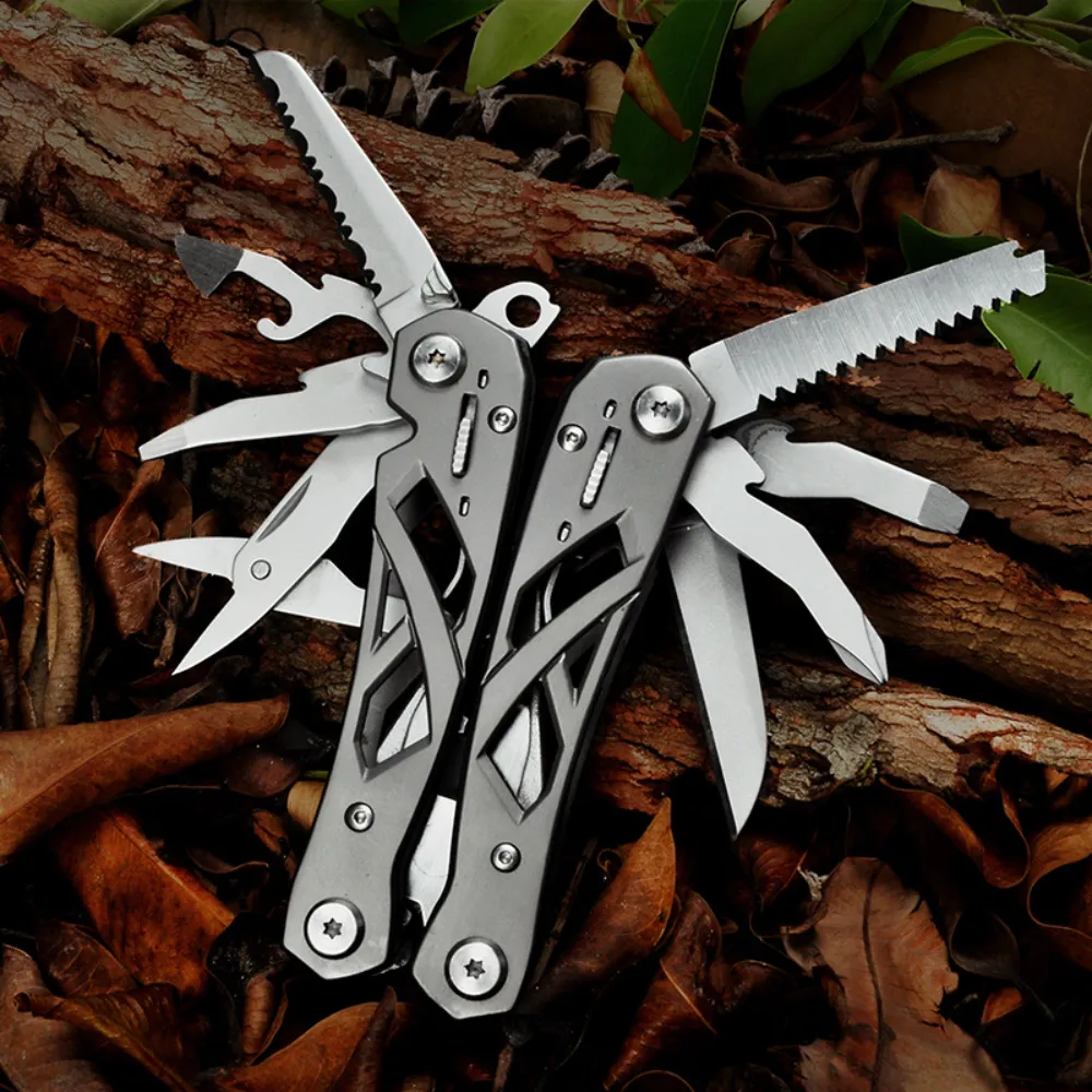 14 in 1 Portable Multitool with Spring-Action Pliers Scissors Knife EDC Keychain