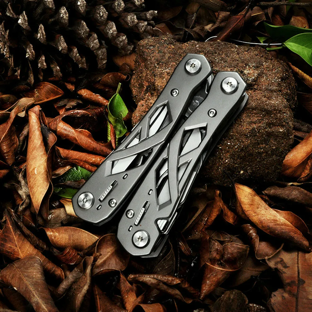 14 in 1 Portable Multitool with Spring-Action Pliers Scissors Knife EDC Keychain