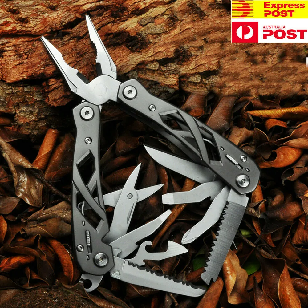 14 in 1 Portable Multitool with Spring-Action Pliers Scissors Knife EDC Keychain