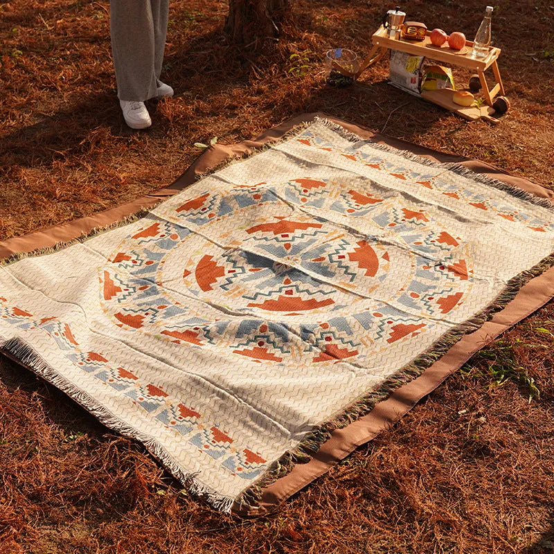 2-Piece Pack Set 180x260cm Bohemian Picnic Blanket | Waterproof Camping Blanket, Outdoor Rug for Camping, Picnic, Beach