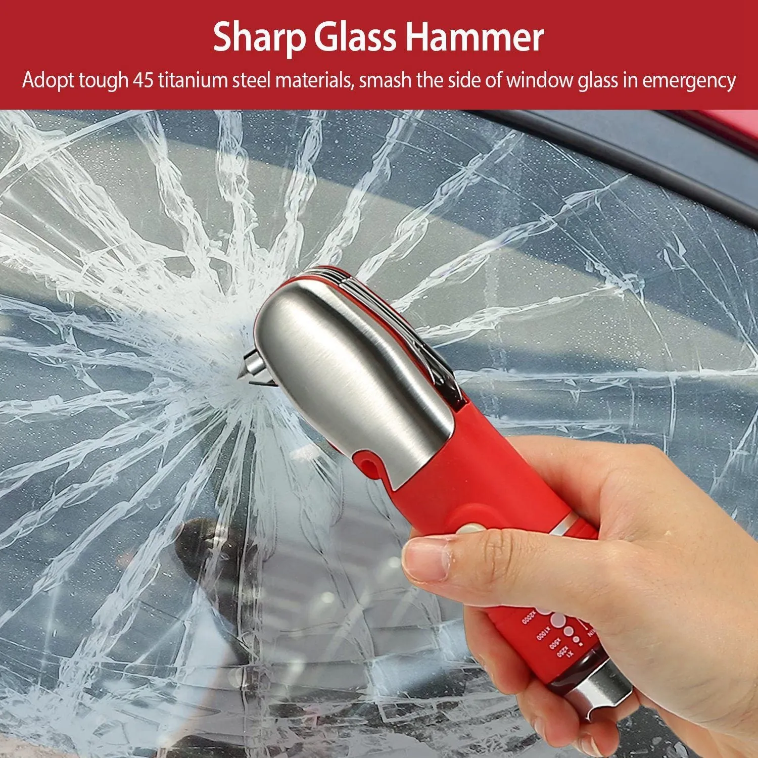 8-in-1 Multi-Tool Hammer Zoomable Emergency Flashlight