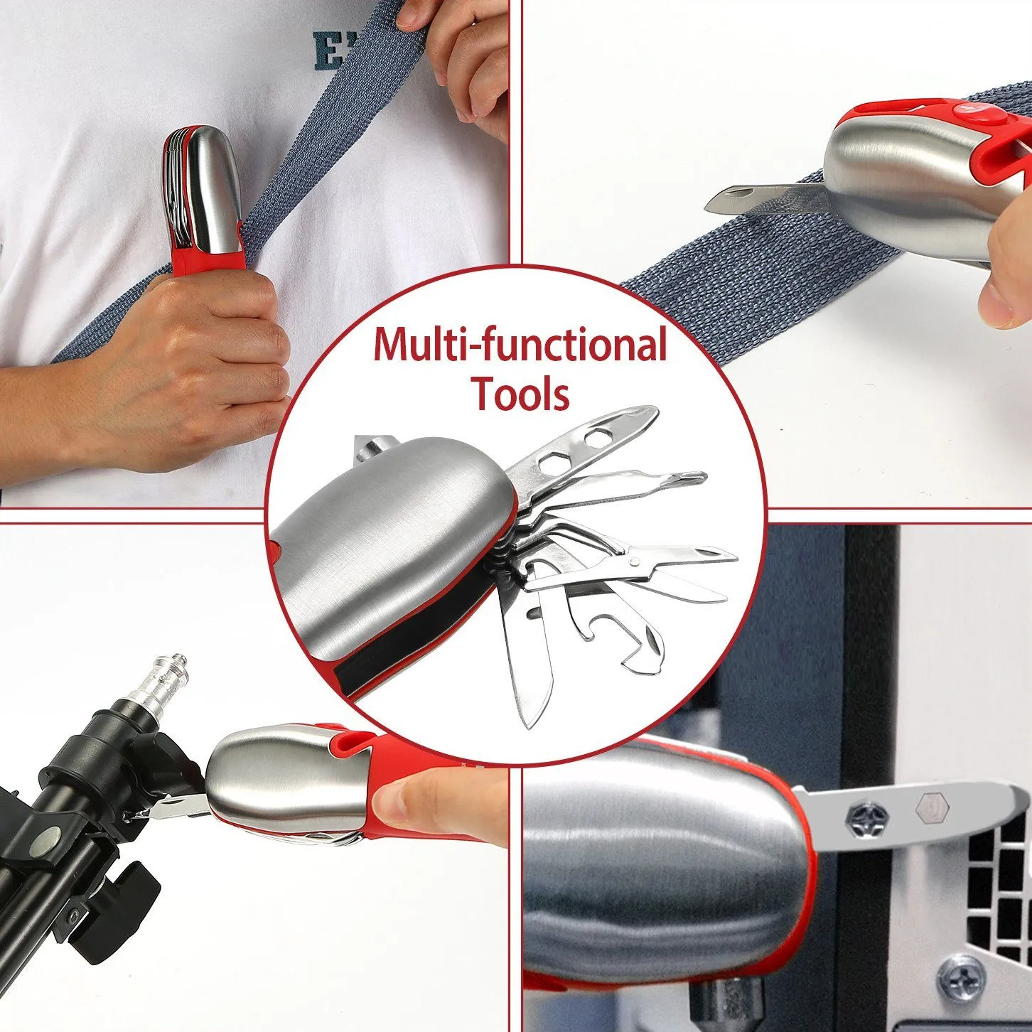 8-in-1 Multi-Tool Hammer Zoomable Emergency Flashlight