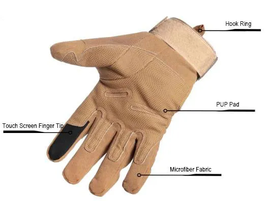 Airsoft Tactical Military Cycling Outdoor Combat Gloves Full Finger Touch Screen Size M-XL 3 Colours ATG009
