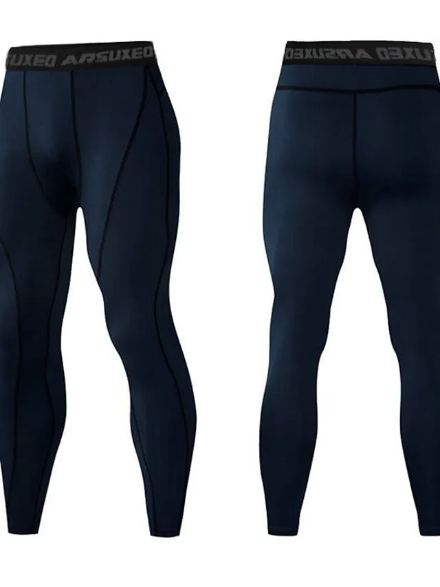 Arsuxeo Men's Compression Pants Running Tights Leggings Base Layer Athletic Athleisure Spandex Breathable Moisture Wicking Soft Fitness Gym Workout Running Sportswear Activewear Solid Colored Black