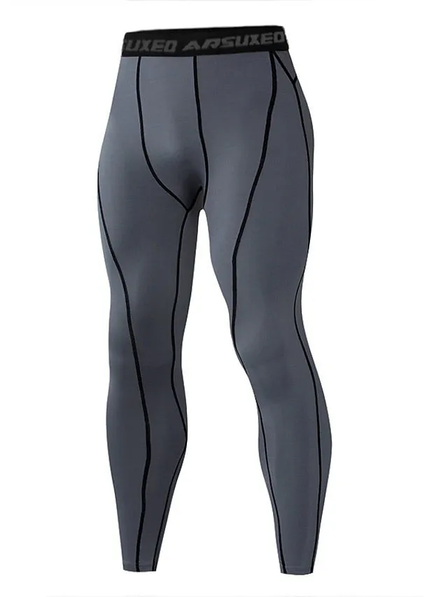 Arsuxeo Men's Compression Pants Running Tights Leggings Base Layer Athletic Athleisure Spandex Breathable Moisture Wicking Soft Fitness Gym Workout Running Sportswear Activewear Solid Colored Black