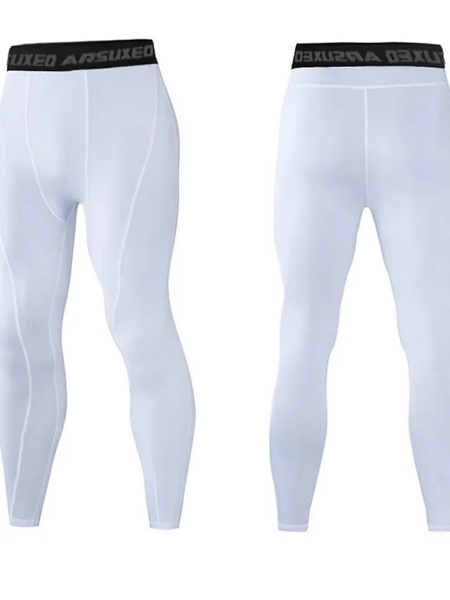 Arsuxeo Men's Compression Pants Running Tights Leggings Base Layer Athletic Athleisure Spandex Breathable Moisture Wicking Soft Fitness Gym Workout Running Sportswear Activewear Solid Colored Black