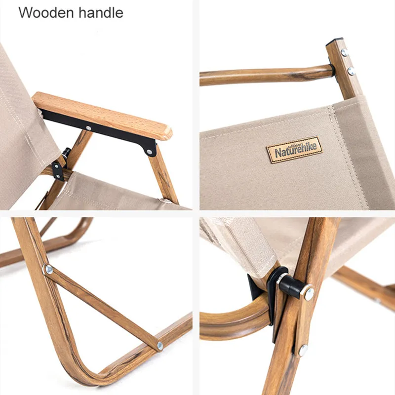 Black Wooden Grain Aluminum Camping Chair Foldable