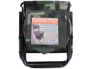 Camouflage Foldable Chair with Zipper Gear Pouch: Case of 4