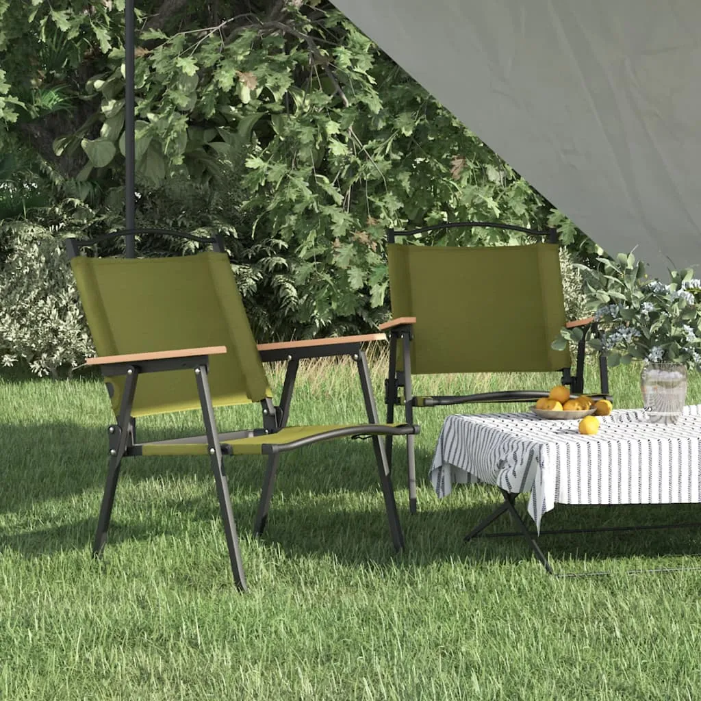 Camping Chair 2 Pcs Outdoor Folding Camping Beach Chair Oxford Fabric