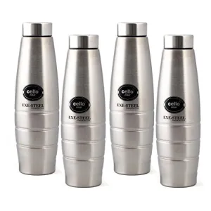 Cello Water Bottle, Stainless Steel, Fino, 1 Litre, Set of 4