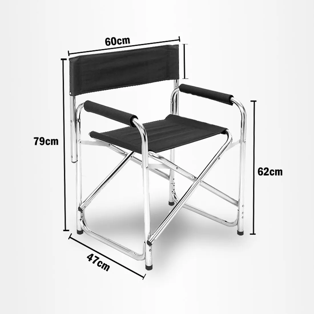 Directors Aluminium Folding Chair Camping Picnic Director Fishing Foldable - black
