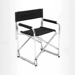 Directors Aluminium Folding Chair Camping Picnic Director Fishing Foldable - black