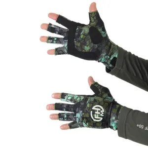 FHM Mark Sun Protection Gloves Print Khaki UPF 50 