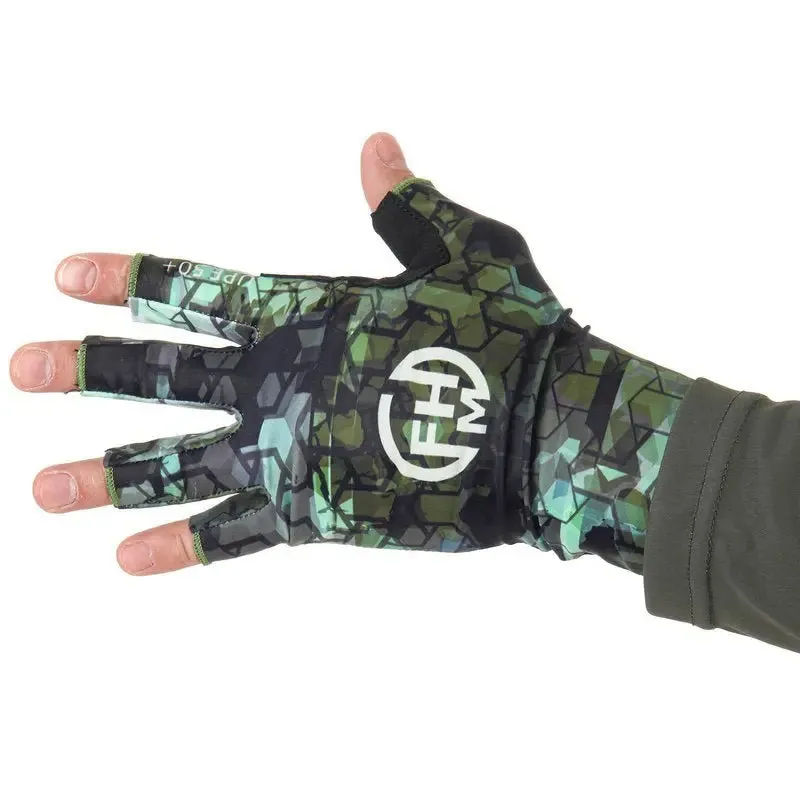 FHM Mark Sun Protection Gloves Print Khaki UPF 50 