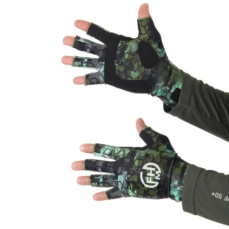 FHM Mark Sun Protection Gloves Print Khaki UPF 50 