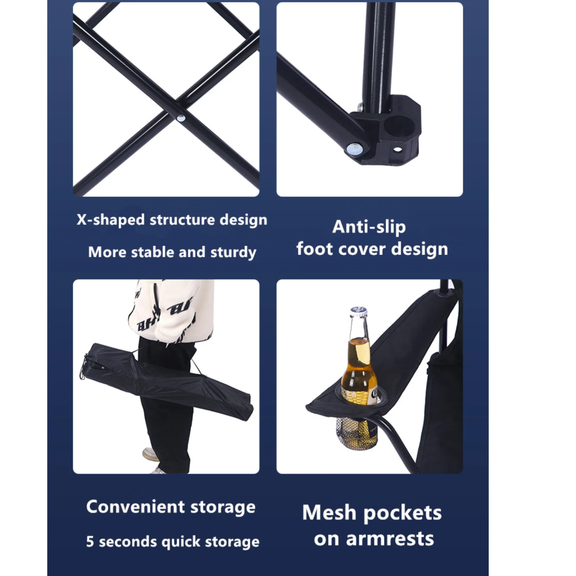 Foldable And Ultra Light Camping Chair With Bottle Holder Jg20375294