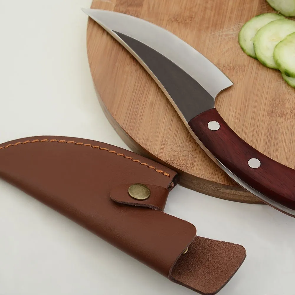 Lifespace Viking Style Chef Knife with Wood Handle & Sheath