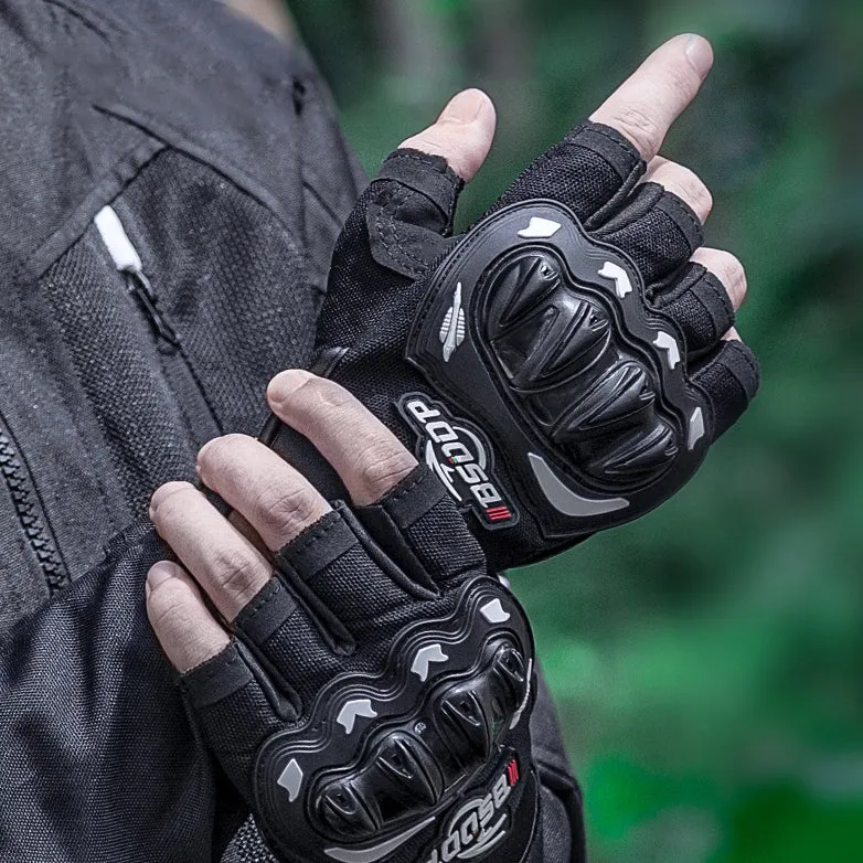 Lycra Meshed Protective Fingerless Gloves