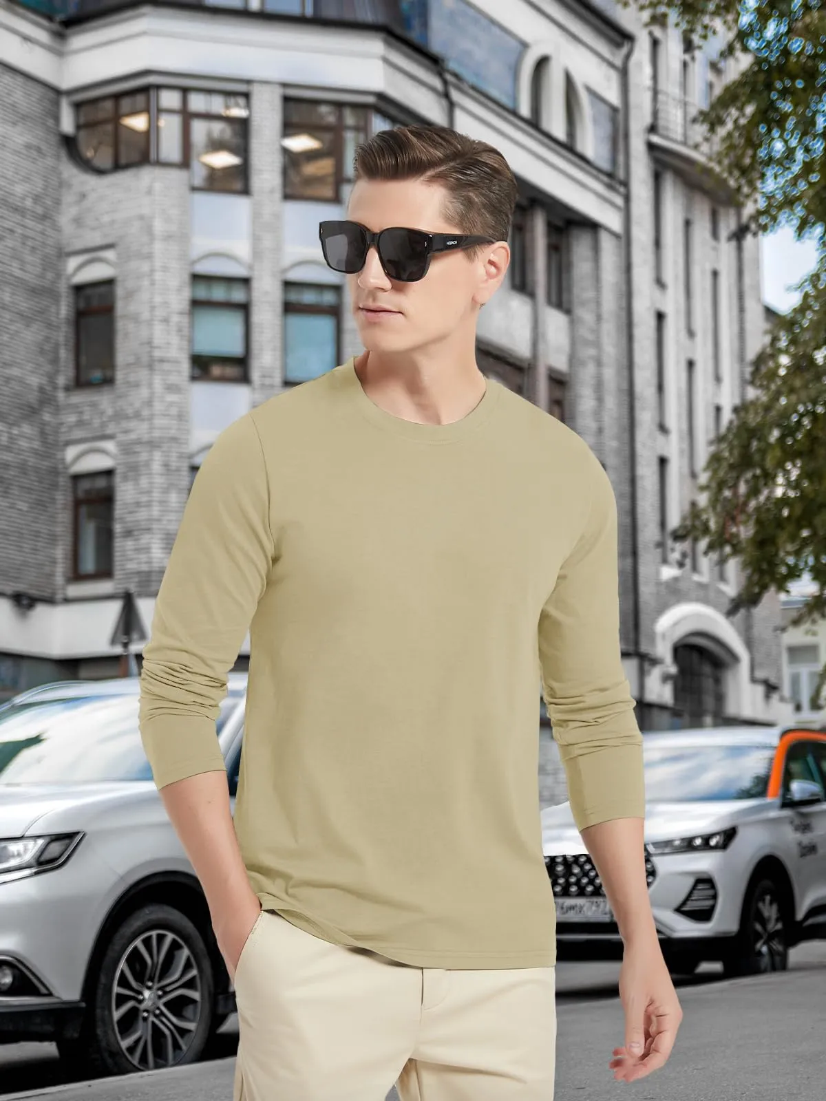 Men's Crew Neck Long Sleeve Shirt Quick Dry Sports Shirt