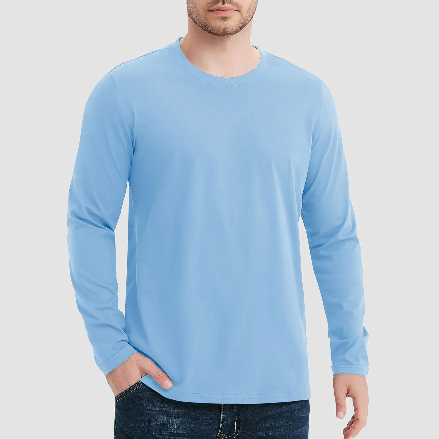 Men's Crew Neck Long Sleeve Shirt Quick Dry Sports Shirt