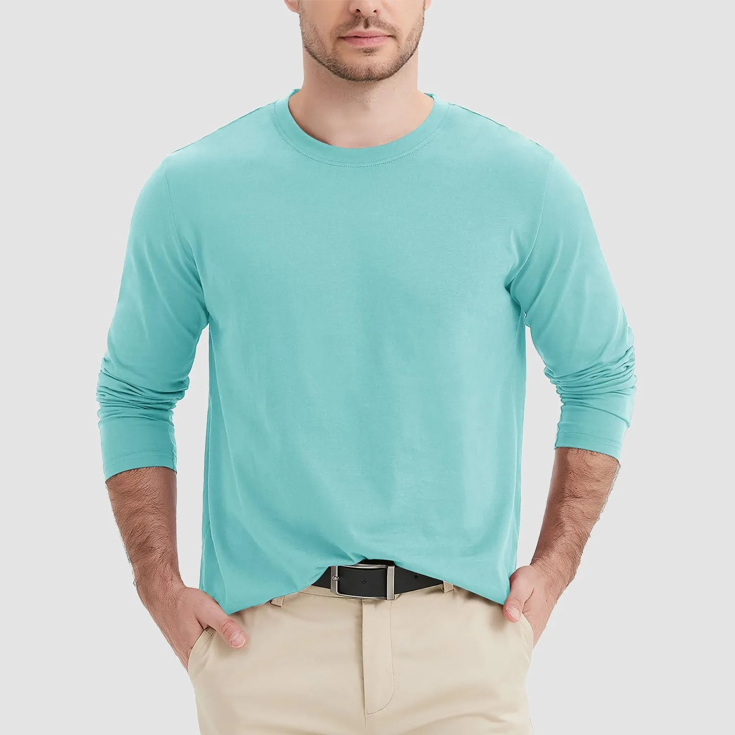 Men's Crew Neck Long Sleeve Shirt Quick Dry Sports Shirt
