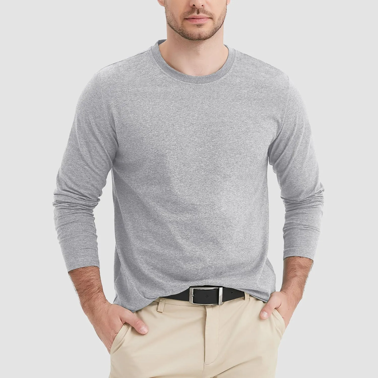 Men's Crew Neck Long Sleeve Shirt Quick Dry Sports Shirt