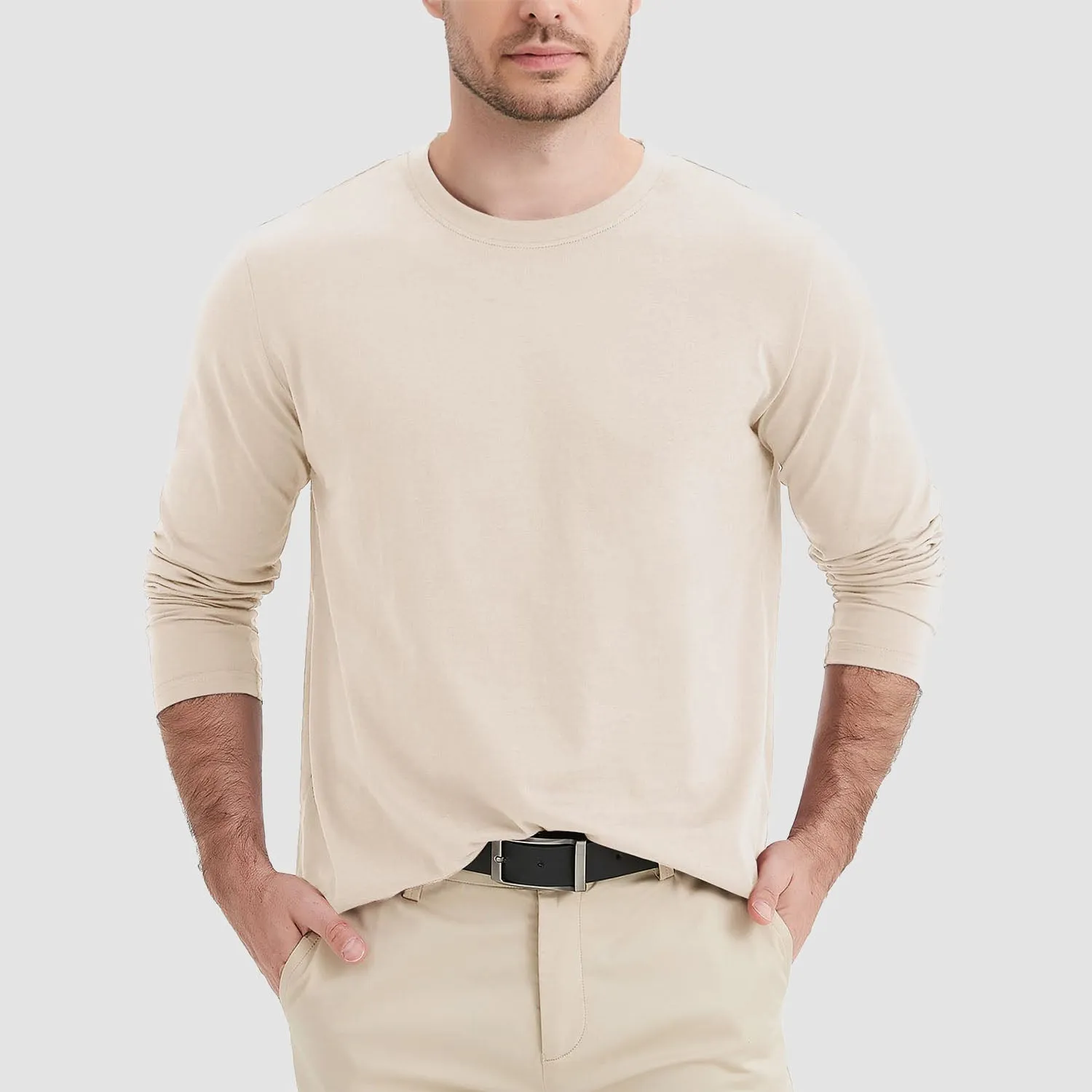 Men's Crew Neck Long Sleeve Shirt Quick Dry Sports Shirt