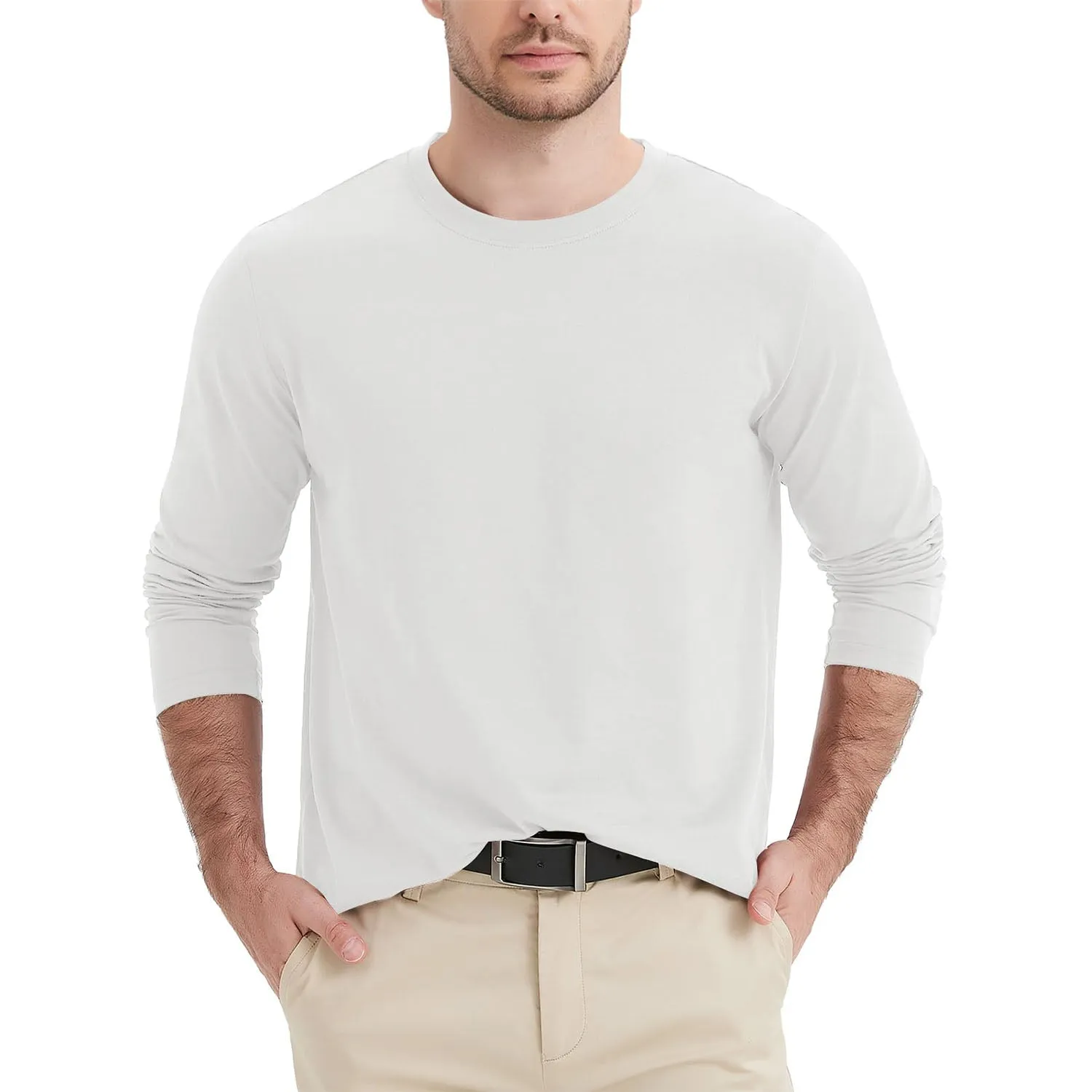 Men's Crew Neck Long Sleeve Shirt Quick Dry Sports Shirt