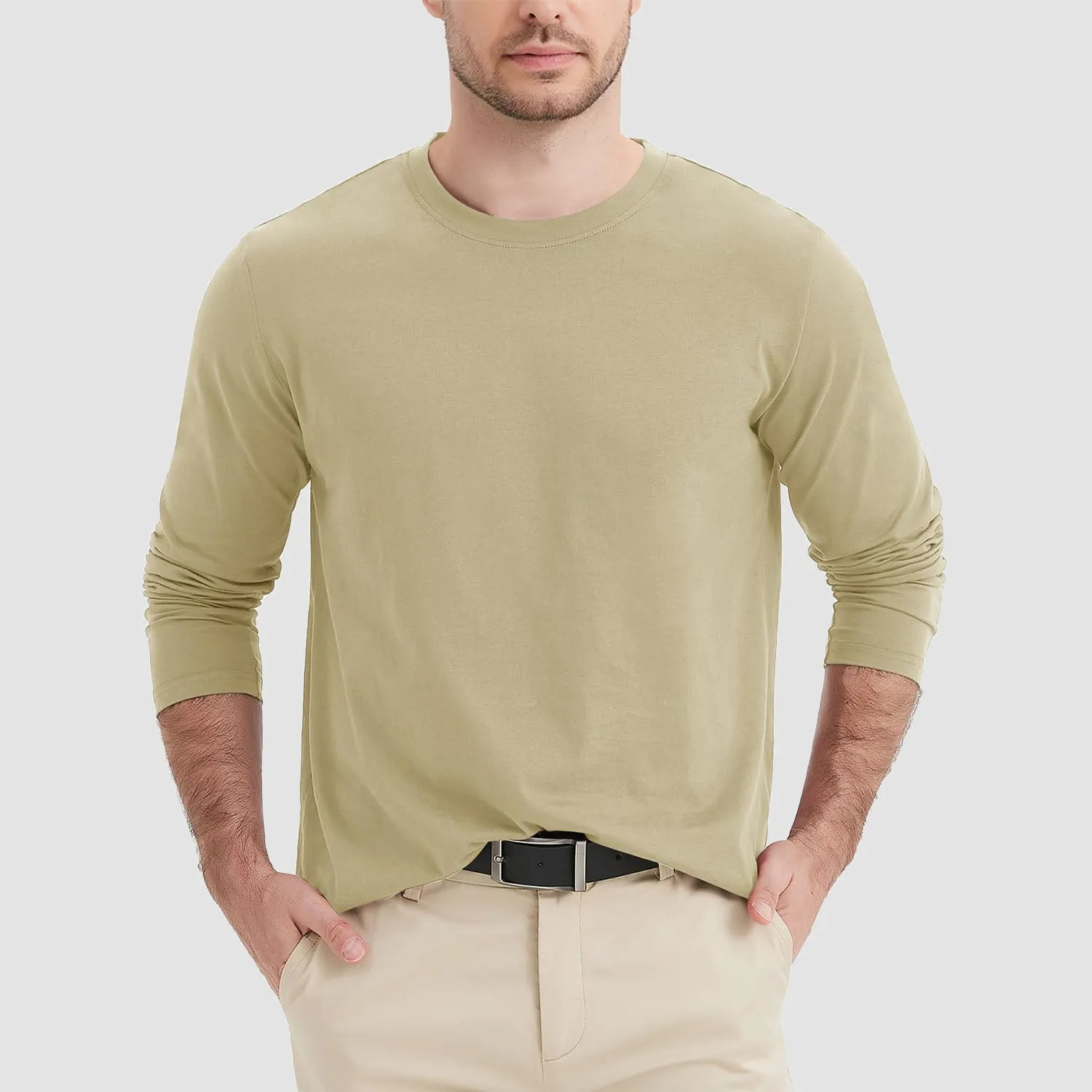 Men's Crew Neck Long Sleeve Shirt Quick Dry Sports Shirt