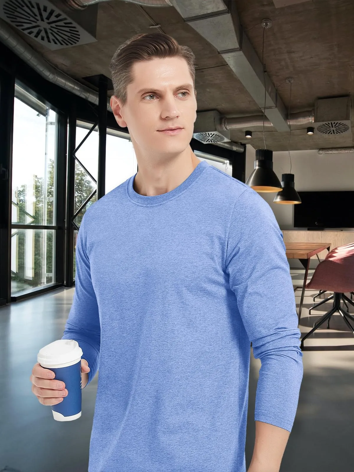 Men's Crew Neck Long Sleeve Shirt Quick Dry Sports Shirt