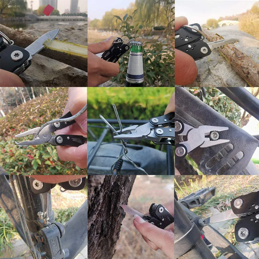 MINI Multitool Pliers 14-In-1,Gifts for Boyfriend, Foldable Multi-Tool Pliers, Men'S Gifts, Rugged and Practical Portable Mini Multi Tool Gift, Black Stainless Steel Camping and Survival Tools