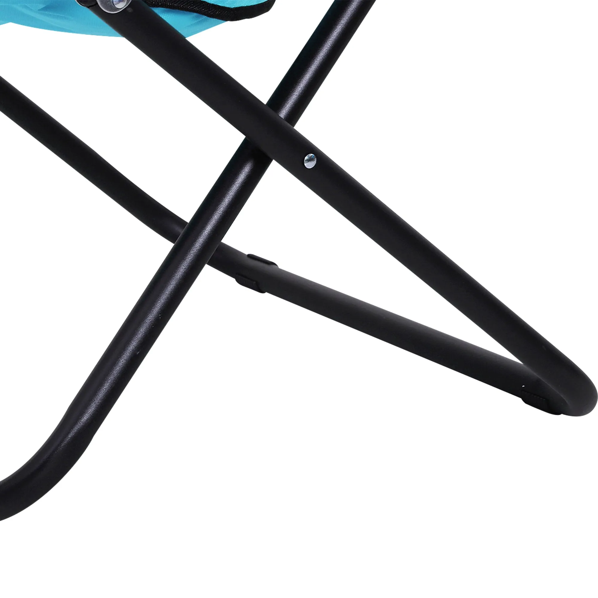 Outsunny Folding Saucer Moon Chair Oversized Padded Seat Round Oxford Blue