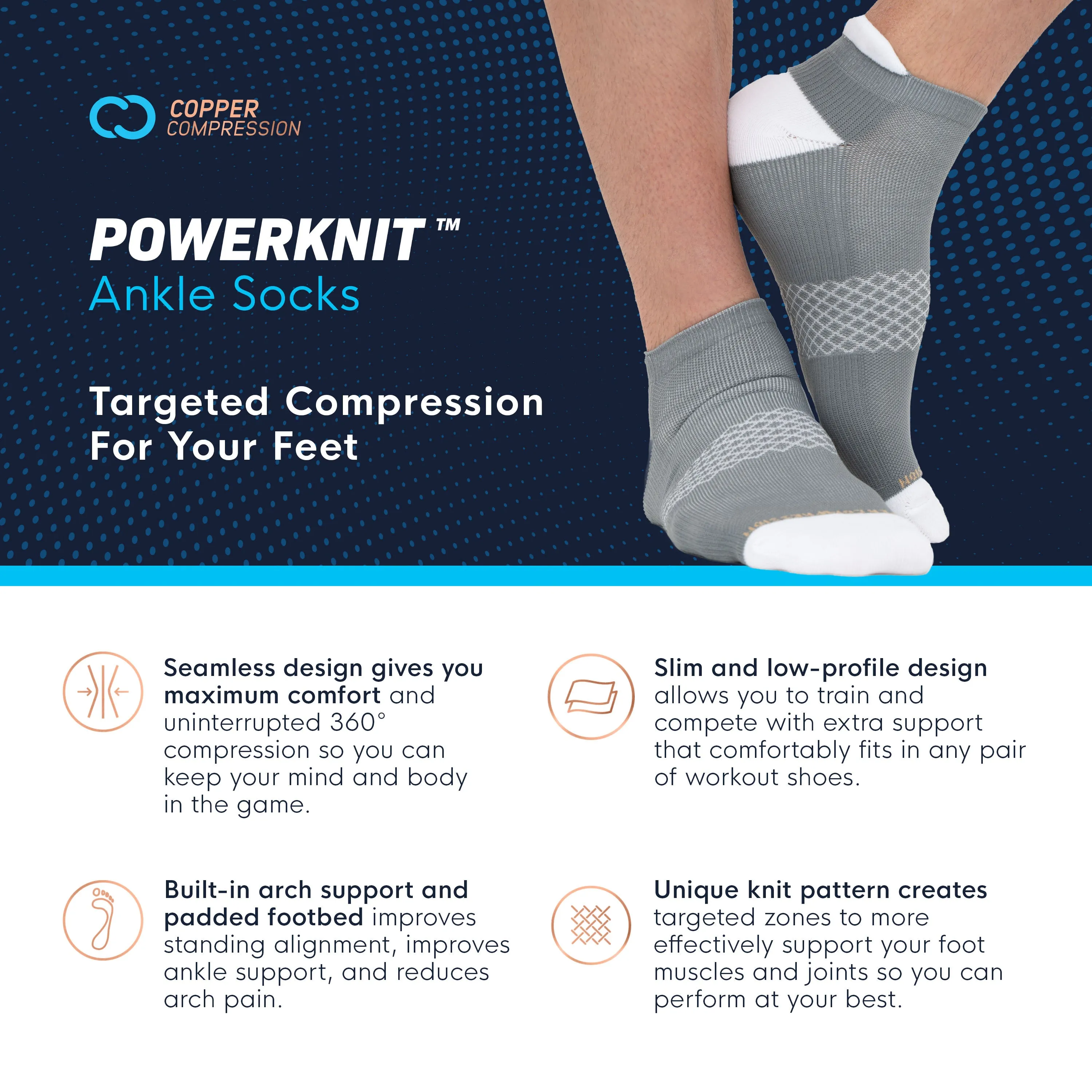 Powerknit Ankle Sport Socks (3 Pairs)
