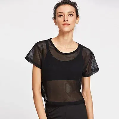Quick Dry Women's Mesh Yoga Shirt for Comfortable Workouts