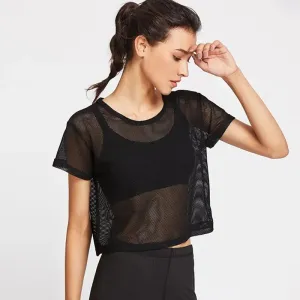 Quick Dry Women's Mesh Yoga Shirt for Comfortable Workouts