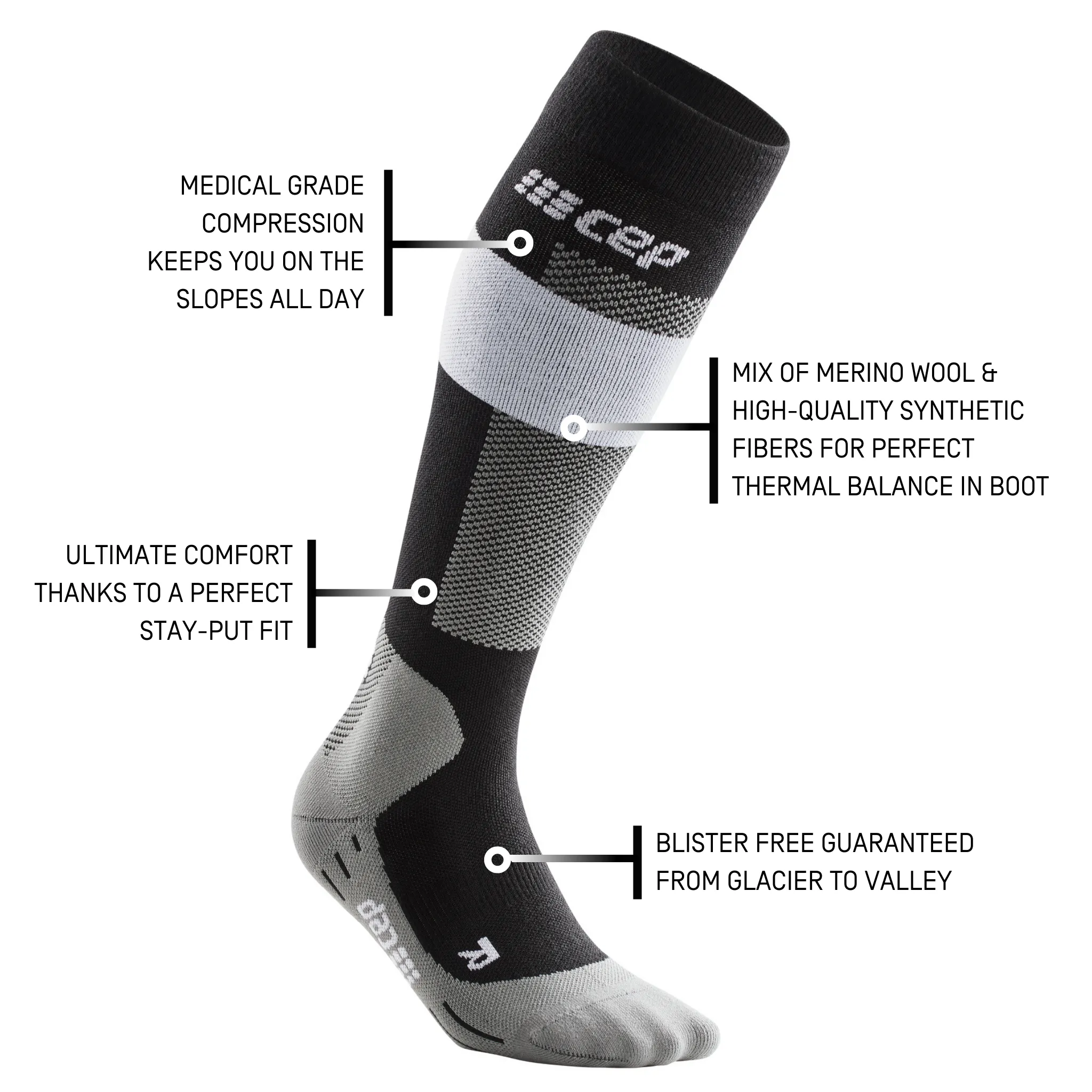 Ski Merino Tall Compression Socks, Women