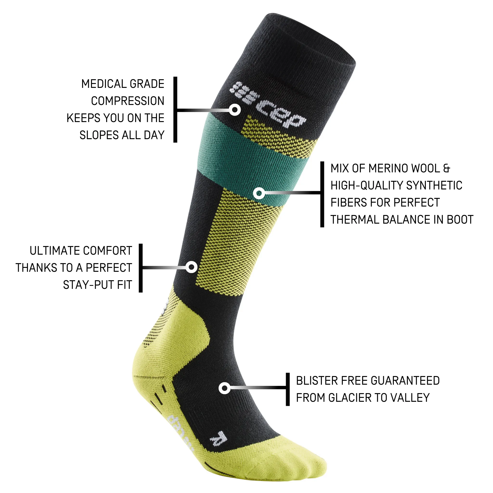Ski Merino Tall Compression Socks, Women