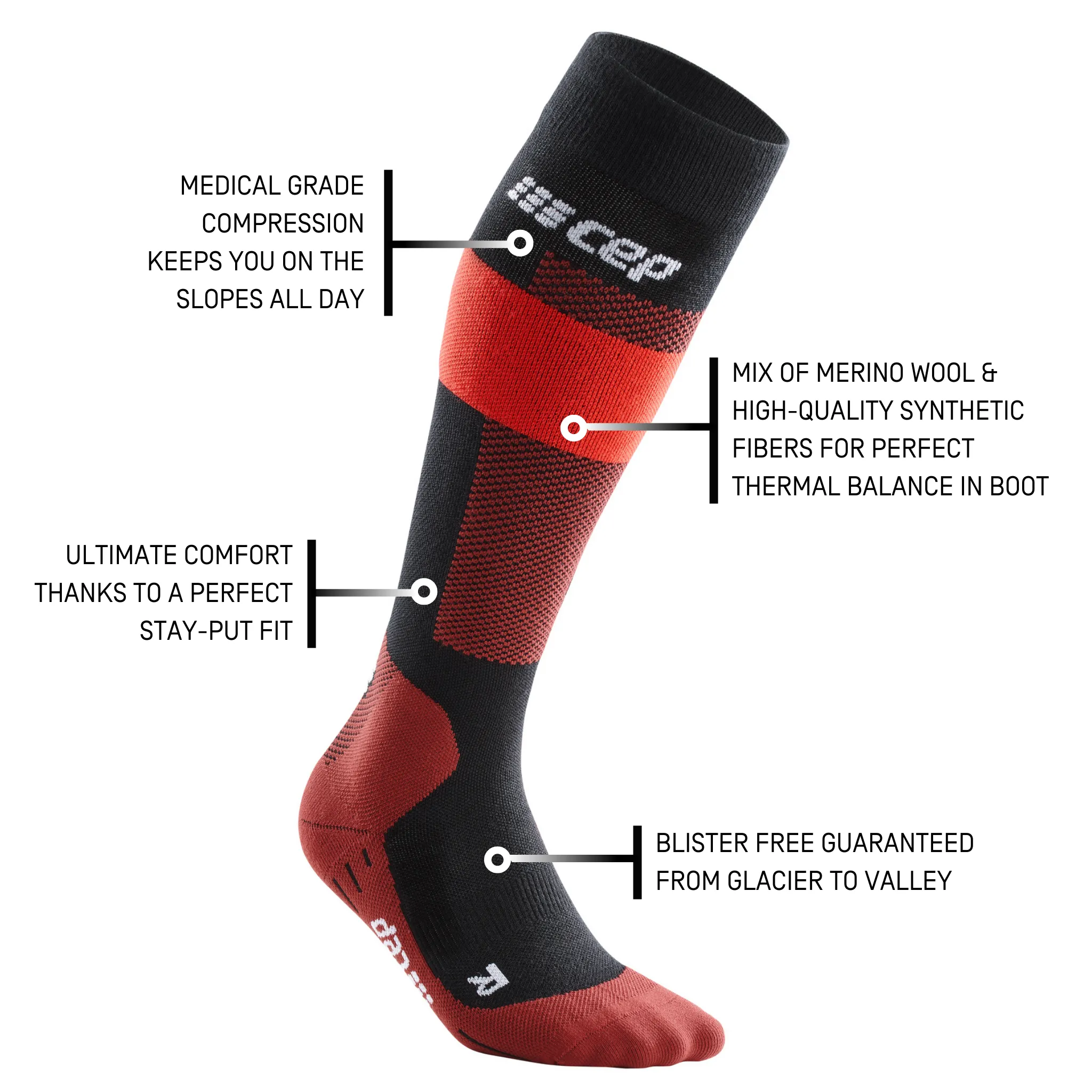 Ski Merino Tall Compression Socks, Women