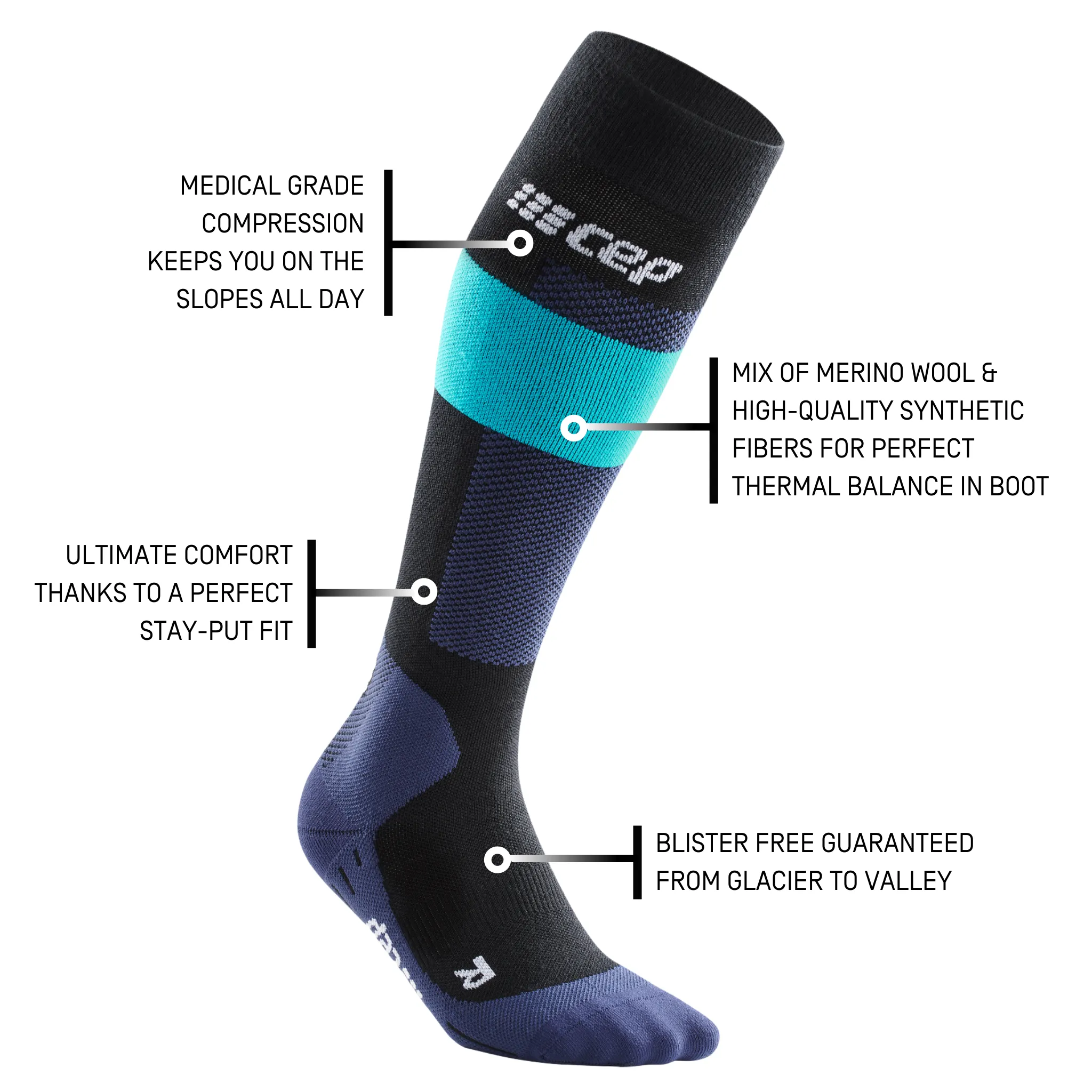 Ski Merino Tall Compression Socks, Women