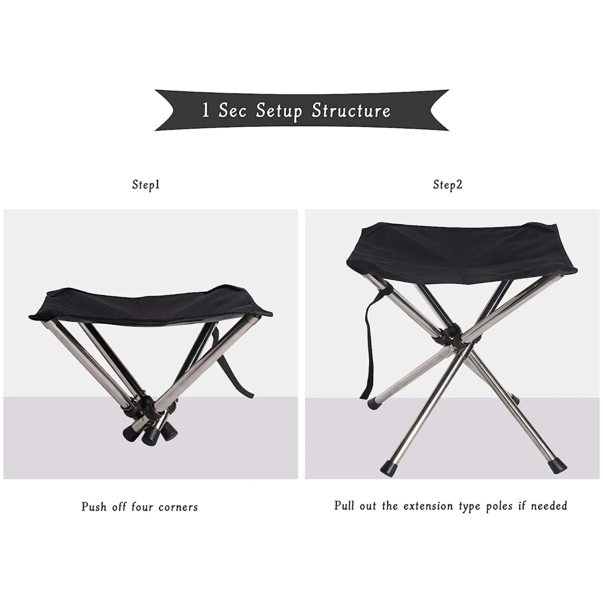 Telescopic Foldable Travel Camping Stool With Storage Bag 183573