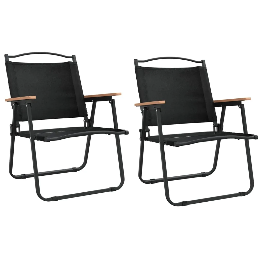 vidaXL Camping Chairs 2 pcs Black | Oxford Fabric | Lightweight & Foldable