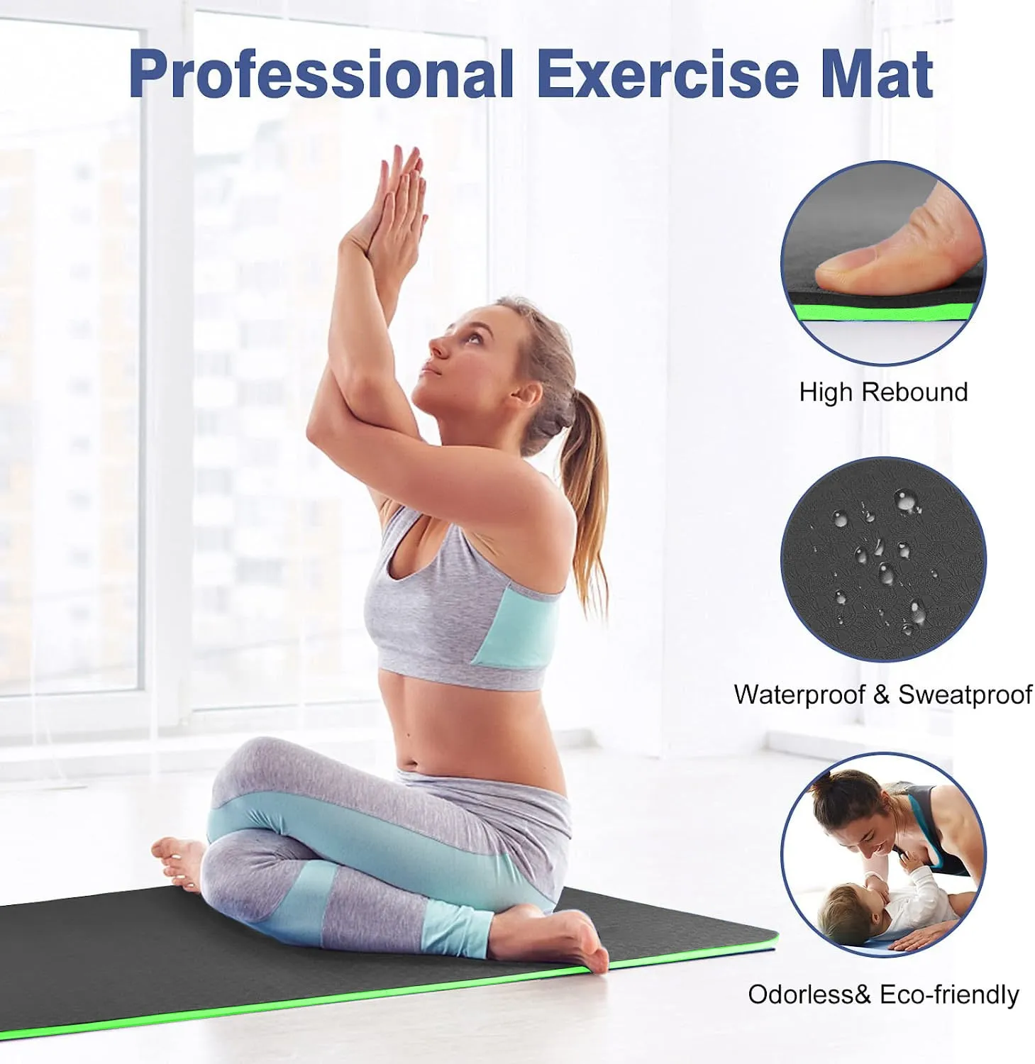 WErFIT TPE Yoga Mat for Gym Workout and Flooring Exercise for Men & Women with Grey, Green 6 mm Yoga Mat