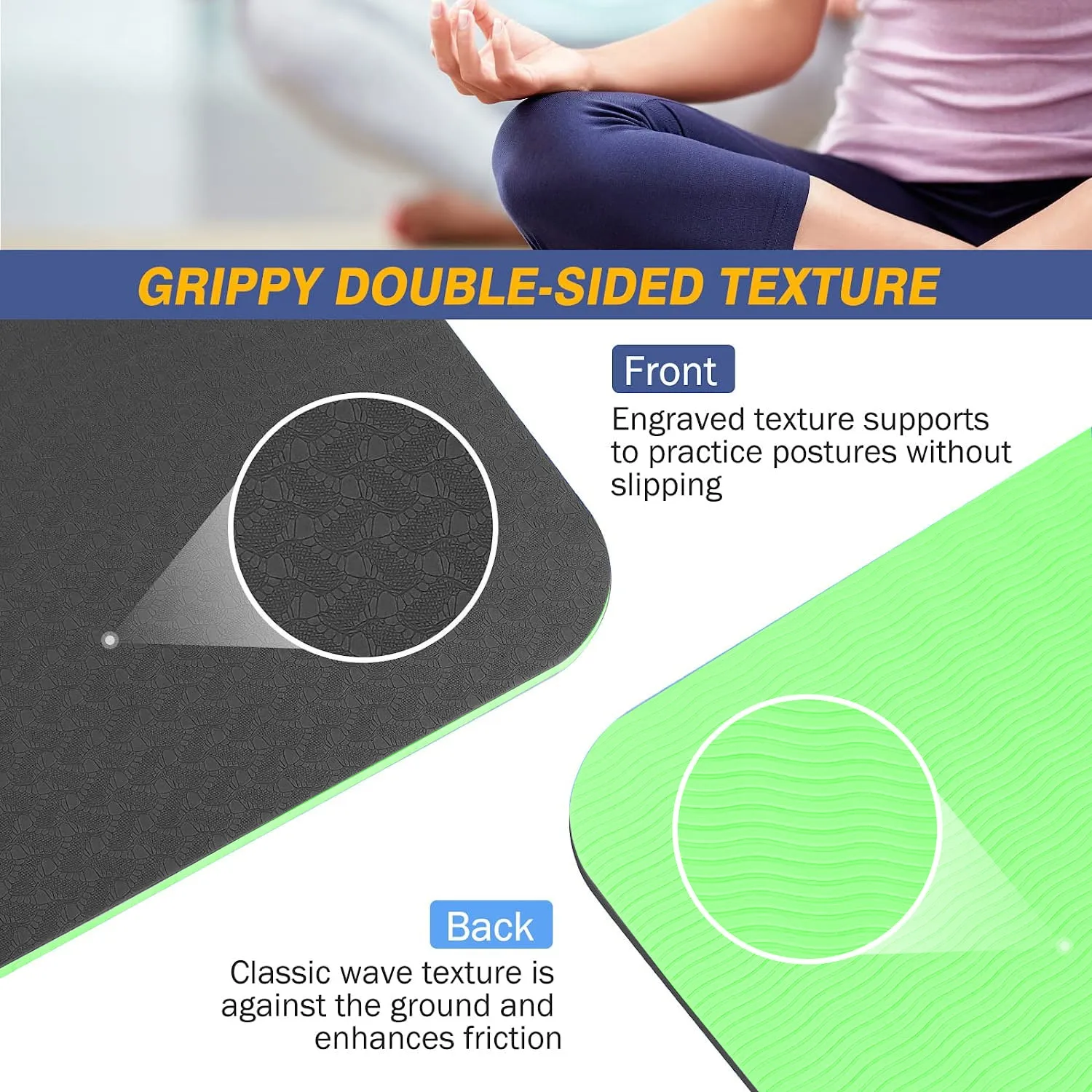 WErFIT TPE Yoga Mat for Gym Workout and Flooring Exercise for Men & Women with Grey, Green 6 mm Yoga Mat