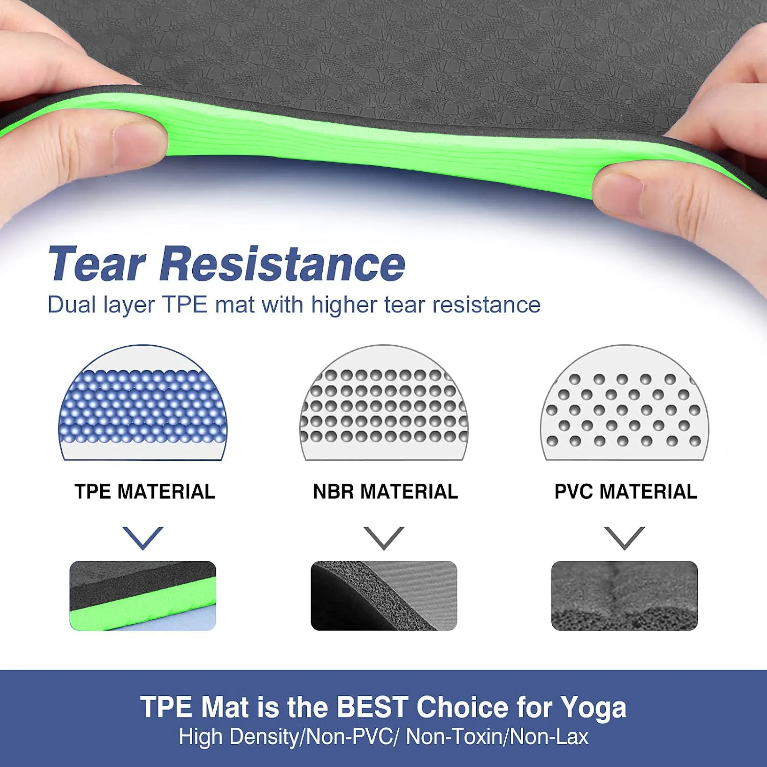 WErFIT TPE Yoga Mat for Gym Workout and Flooring Exercise for Men & Women with Grey, Green 6 mm Yoga Mat