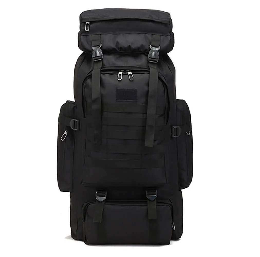 WintMing 70L Large Camping Hiking Backpack Tactical Military Molle Rucksack for Trekking Traveling Oxford Waterproof Mountaineering Pack Large Daypack for Men (Black)