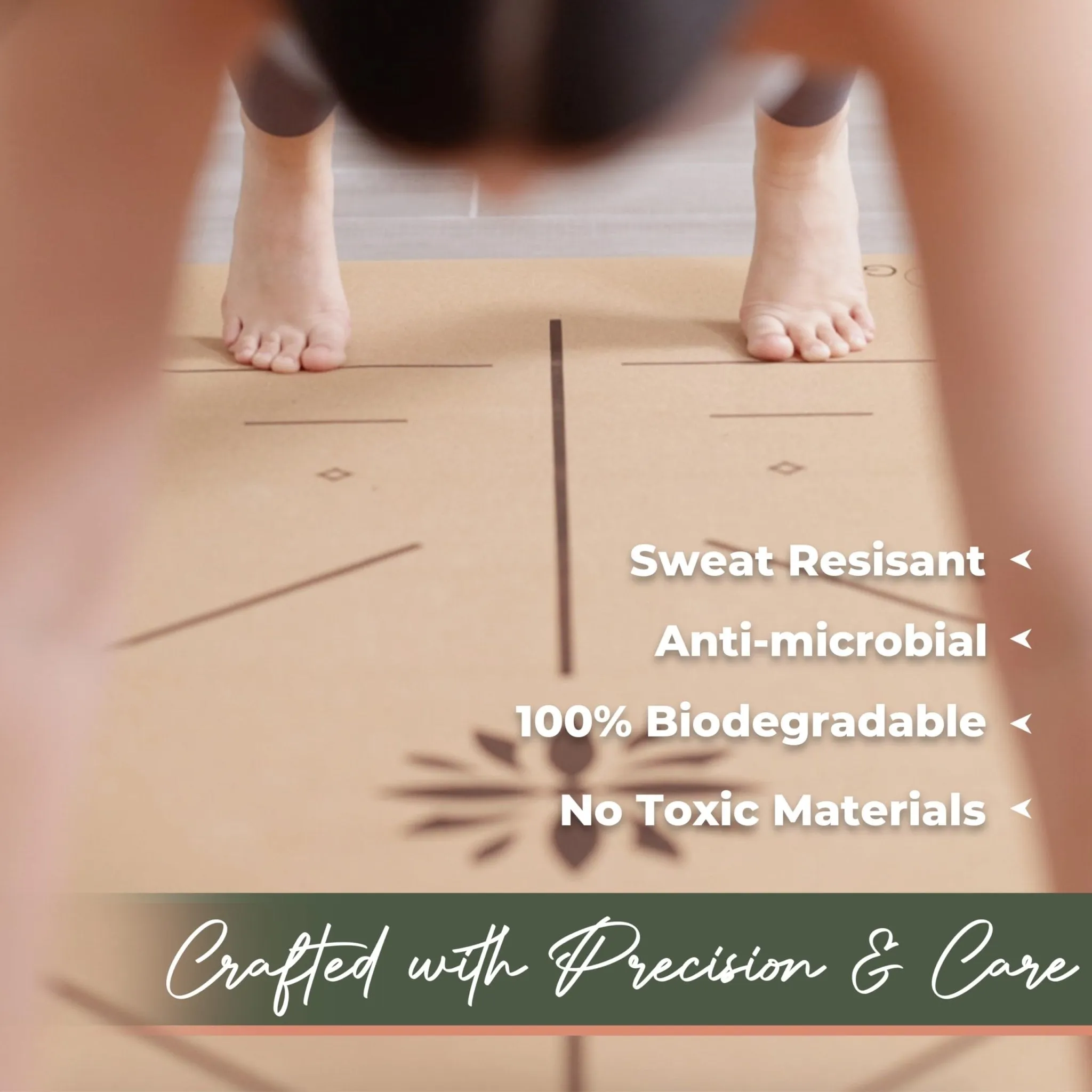Y O GAYO: Premium Non-Slip Cork Yoga Mat – 5mm Thick, Natural Rubber Base, Eco-Friendly with Alignment Lines