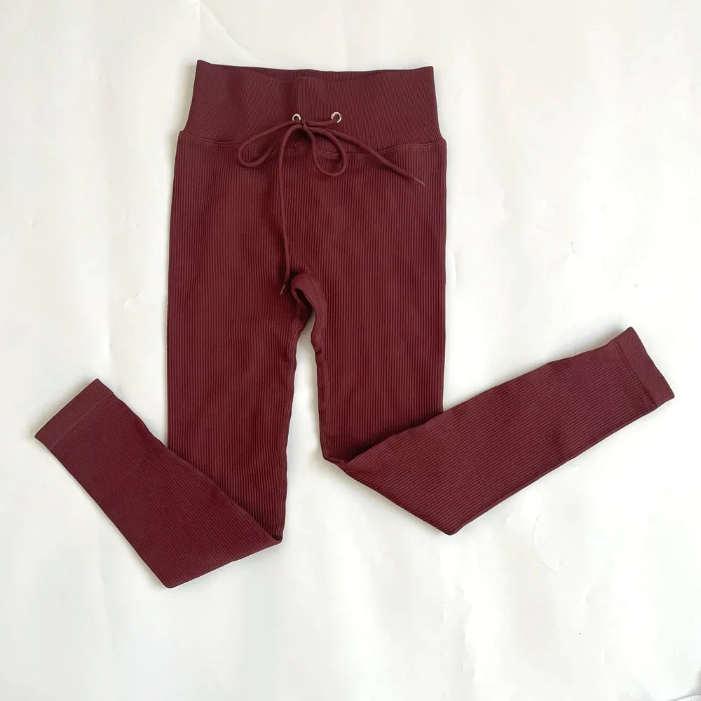 Zippered Long Sleeve Yoga Suit Quick Dry Running Gym Striped Drawstring Waist Sports Pants set women